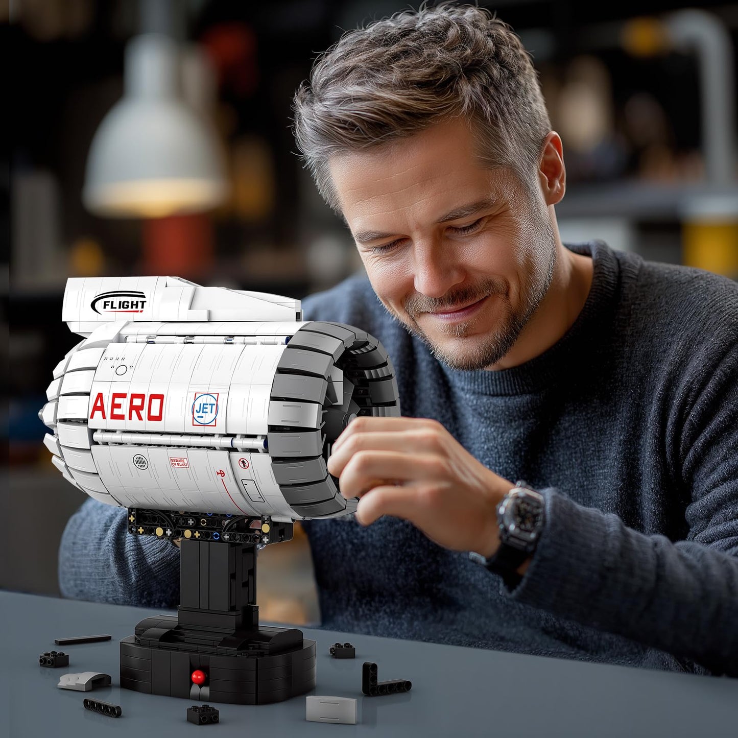 Reobrix Aircraft Turbofan Engine Building Sets, Engine Model Kit that Works, Mechanical Engineering Building Blocks with Motor, 1813 Pcs STEM Airplane Engine Model Building Kits for 14+ (No.33019)