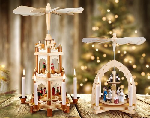 Eika Premium Christmas Tree Candles - Set of 20 Traditional Wax Candles for Pyramids & Chimes - Champagne Color