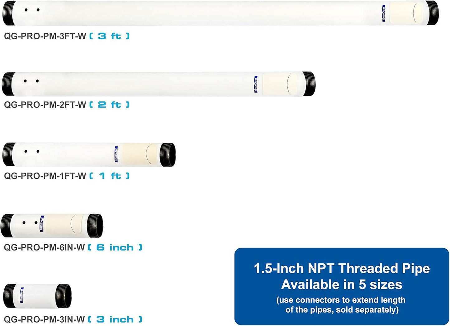 QualGear 1.5" QG-PRO-PM-PC-W Pro-AV Npt Threaded Pipe Connector Projector Accessory