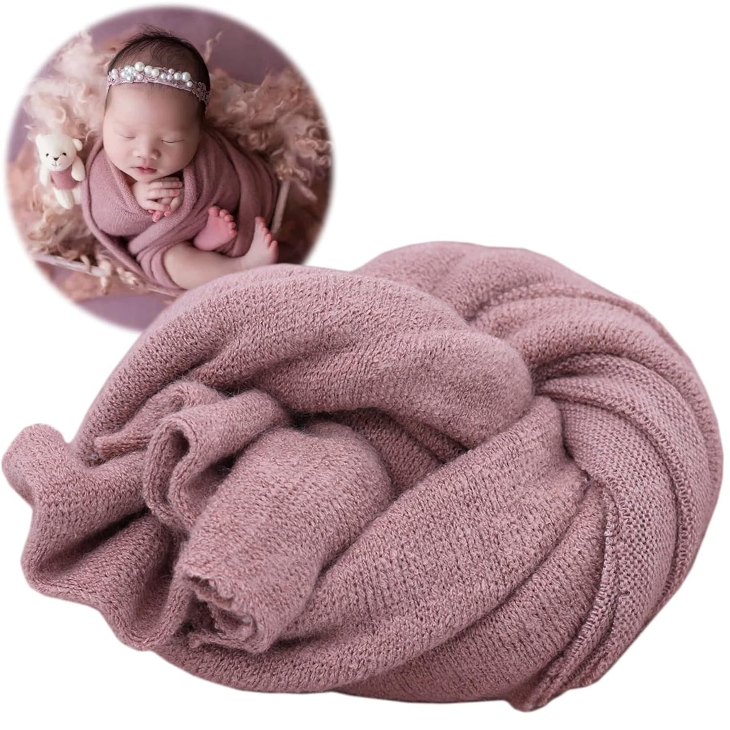 Zeroest Newborn Photography Wrap - Newborn Photoshoot Props for Boys & Girls - Stretch Knit Blanket for Baby Photo Prop