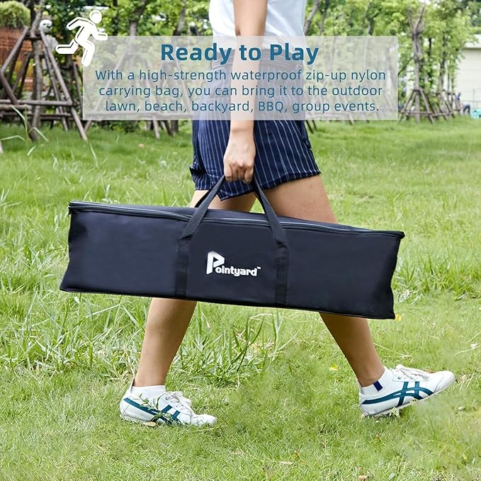 Pointyard 28" Croquet Set for 6 Players - Premium Wooden Mallets, Colored Balls & Carry Bag - Fun Games for Adults/Families/Kids at Backyard, Beach, Easy Setup in 1 Min,Anti-Slip Handle