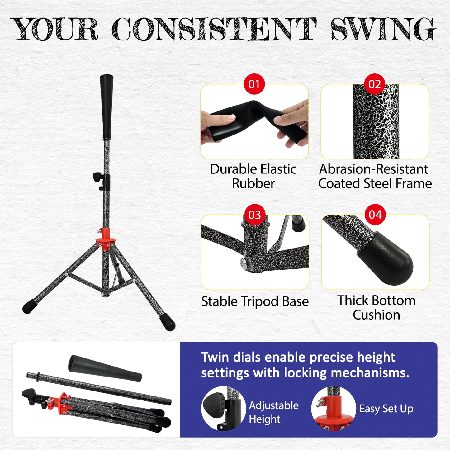 Ameritco Baseball Net，7x7ft Baseball Practice Net with Tee and Target, Large Pocket Sports net for Hitting/Batting/Pitching/Throwing,Scratch Resistant Base, Versatile Use for All Levels (Red)