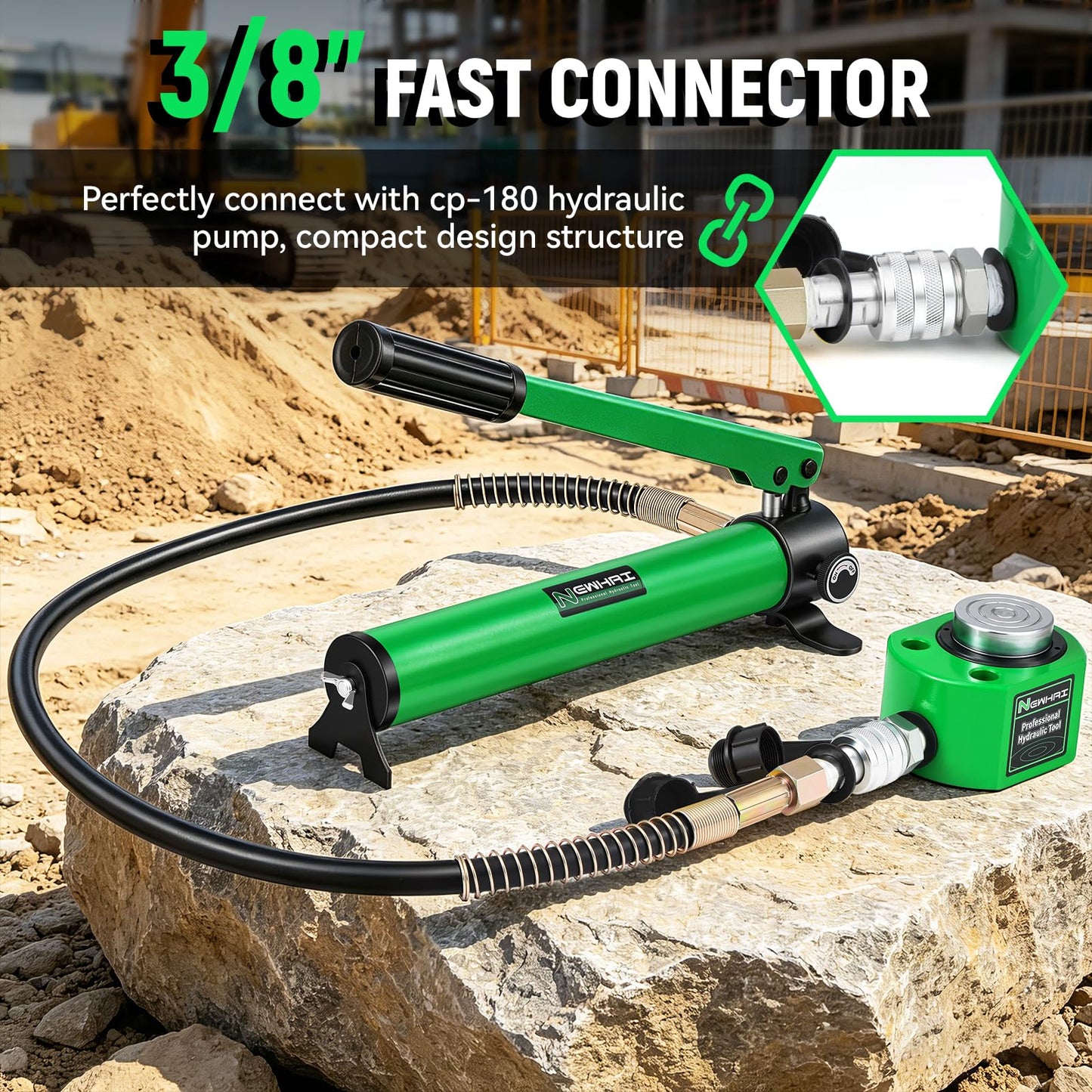 10 Ton Porta Power Ram Kit for Confined Spaces Mini Hydraulic Cylinder 0.39" Stroke with CP-180 Hand Pump Portable Hydraulic Jack for Precise Lifting in Tight Gaps Equipment Repair