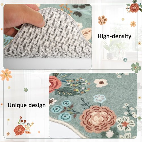 Homcomoda Floral Kitchen Rugs Mats for Floor 3PC, Farmhouse Non Slip Kitchen Rug Runner, Washable Non Skid Kitchen Rugs, Comfort Standing Mat for Laundry, Desk, Bar, Office