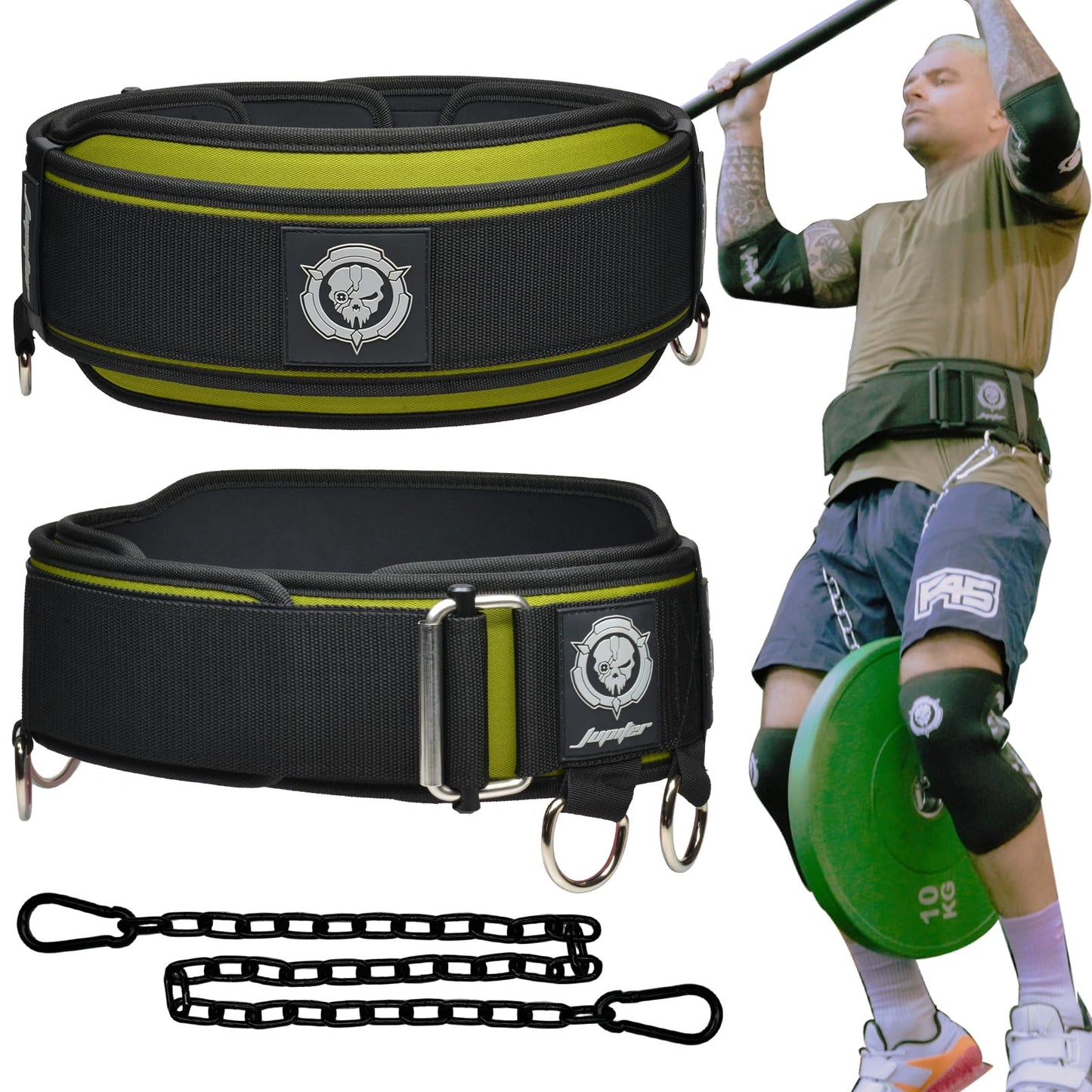 2-in-1 Weightlifting Belt & Dip Belt with Chain for Added Weight Training,Weightlifting, Squats, Deadlifts,Powerlifting for Men & Women(Large)