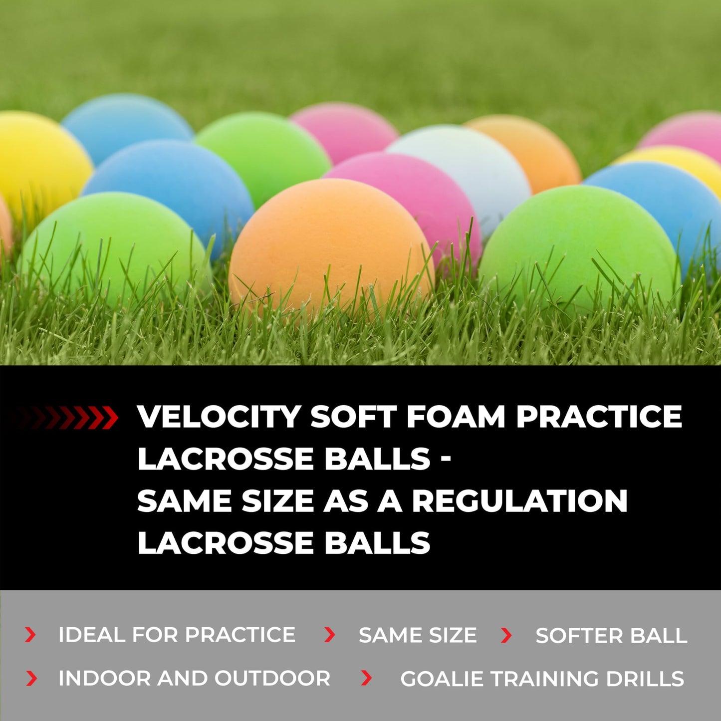 Velocity Soft Foam Lacrosse Balls, Lacrosse Soft Practice Balls for Youth Beginners, Indoor Training Lacrosse Softballs for College and High School, Same Size as Regulation - Pink, 60