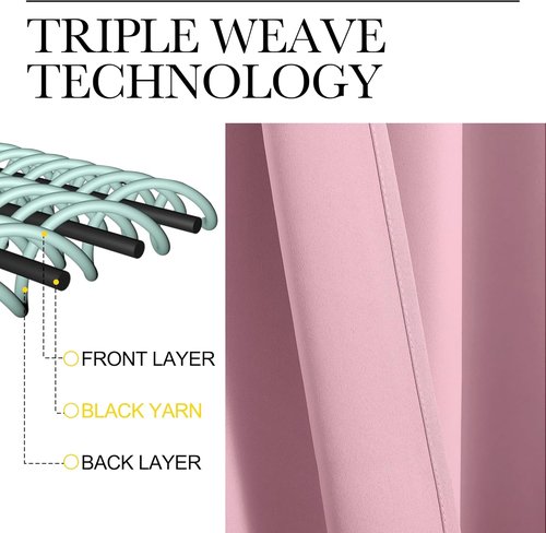 NICETOWN Blackout Curtains for Patio Glass Doors - Crystal Pink, 42" Wide x 90" Long, 1 Pair