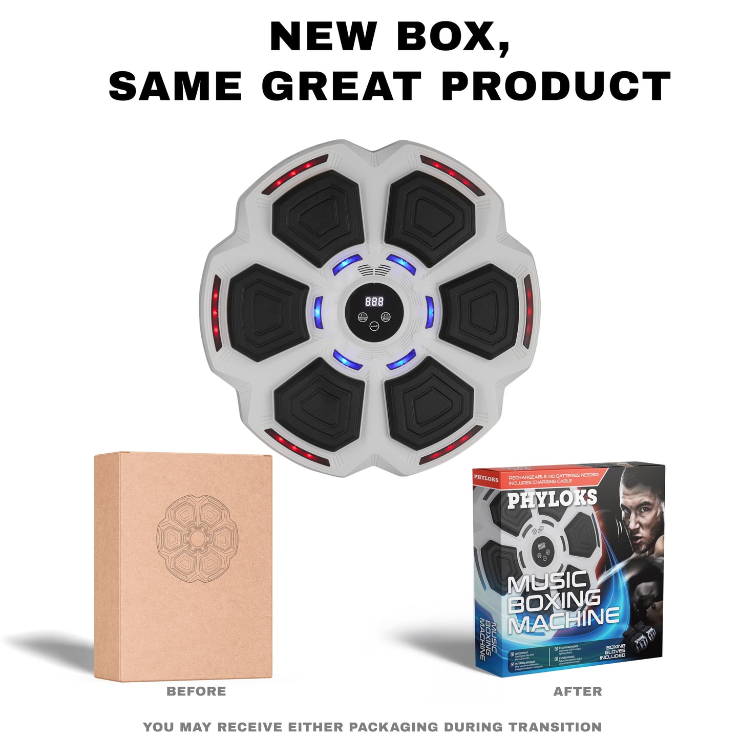 PHYLOKS™ Music Boxing Machine with Gloves, 9 Speeds & 9 Modes, Bring The Boxing Arena Home with Smart Reflex Lights, Music Punching Trainer for Home Fitness & Fun