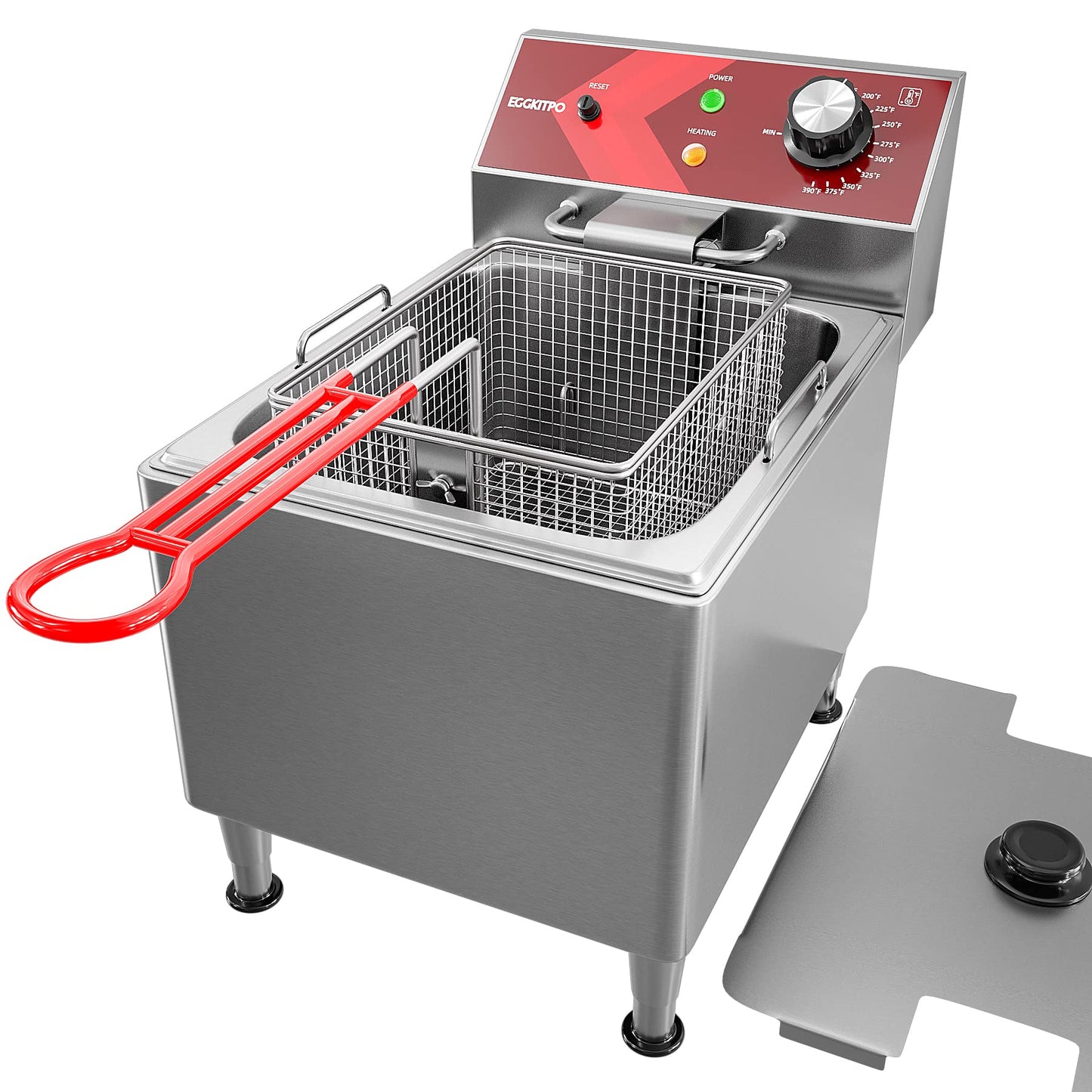 EGGKITPO Deep Fryer with Basket Commercial 12L Electric Countertop Fryer Stainless Steel Deep Fryers for Restaurant Home Use with Extra Large Frying Basket and Lid, 120V, 1800W