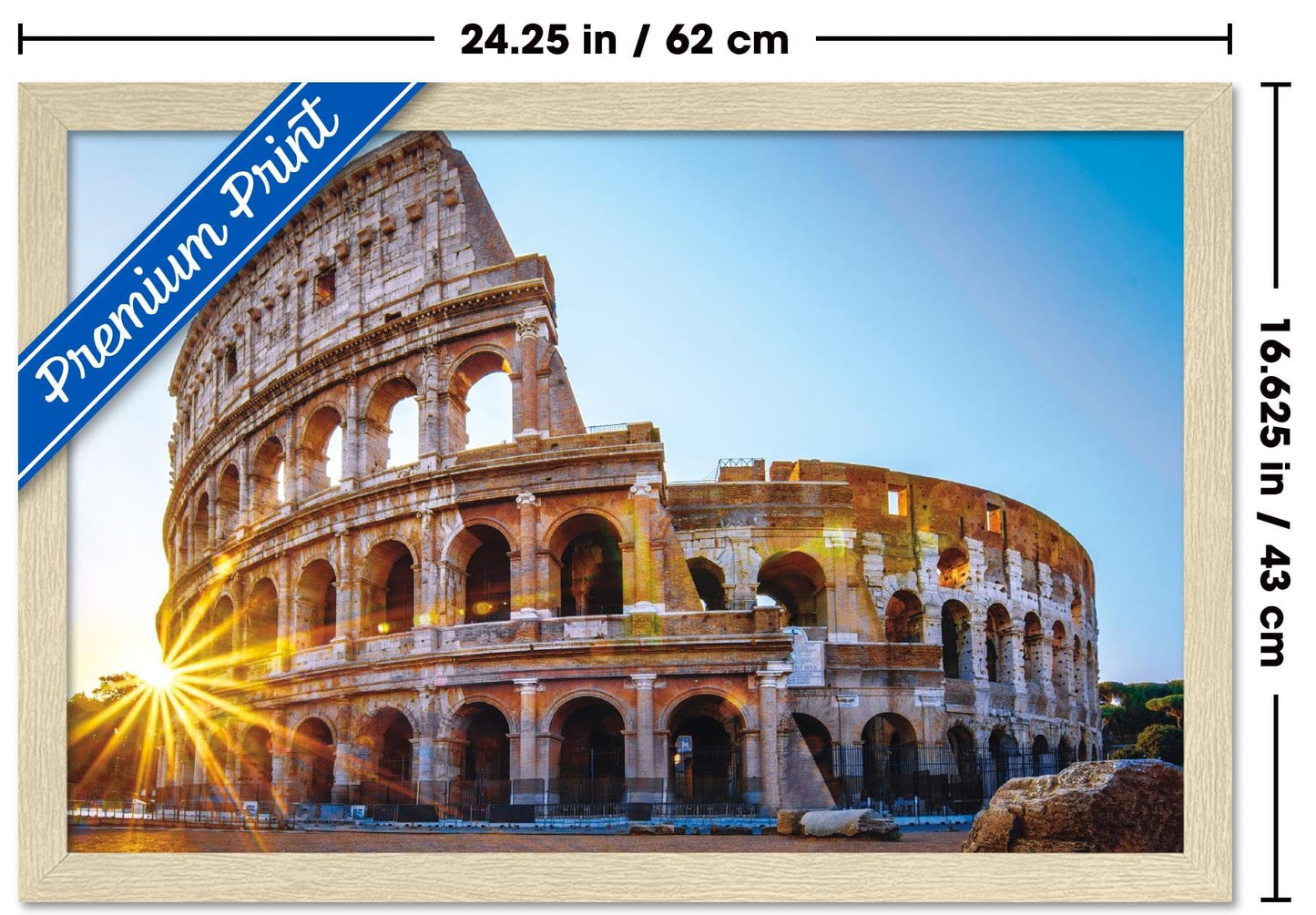 Trends International Timeless Visions - Roman Colosseum Wall Poster, 22.4L x 14.7W, Blonde Framed Version