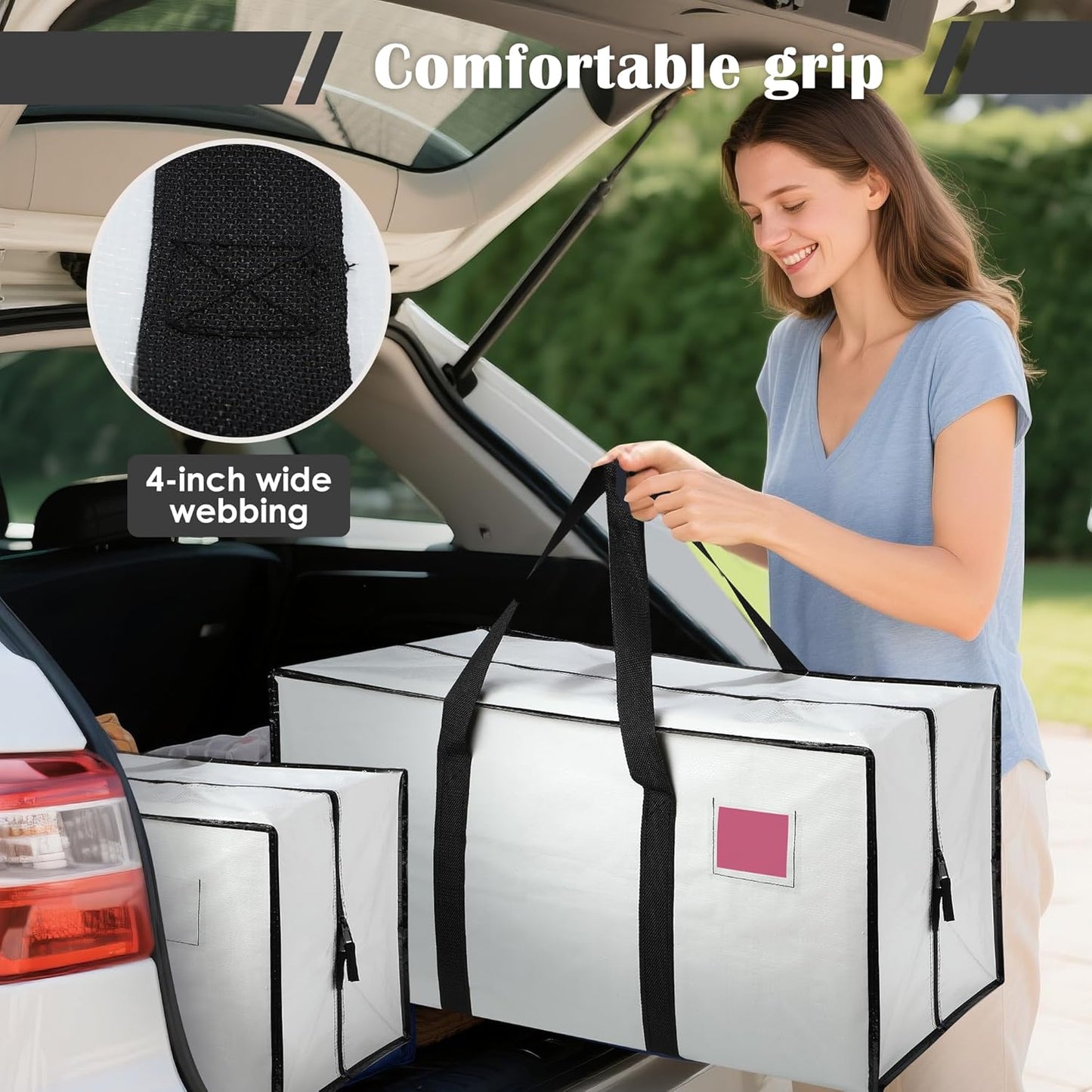 Skiennix 6 Pack Moving Bags - Extra Large 93L Heavy Duty Waterproof Storage Totes | Ideal for College Dorm & Home Organization