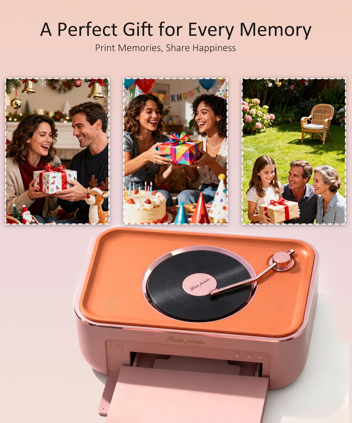 PRT 4x6 Photo Printer, Thermal Dye Sublimation WiFi Picture Printer for Phone, Portable Phone Printer with AR Video & 20 Sheets 1 Cartridge, Instant Printing for Home Use CP6000 Pink