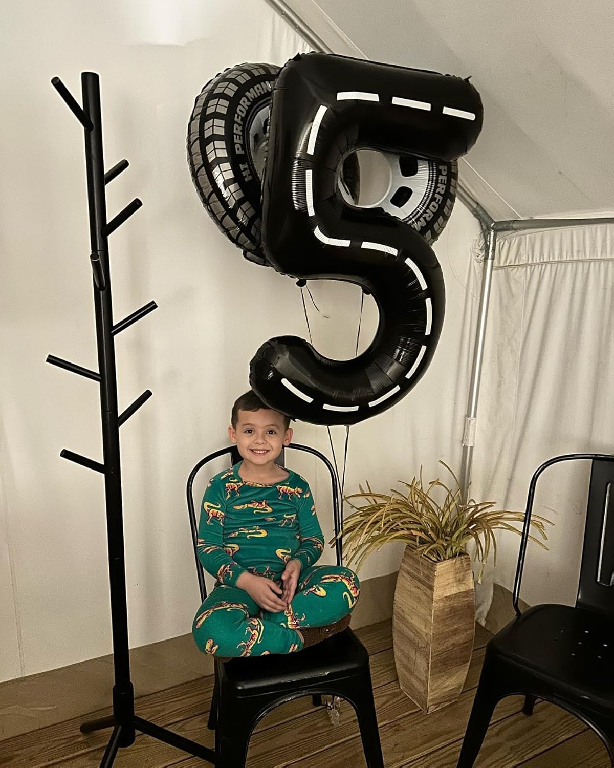 Race Car 8 Balloon - 40 Inch Number Balloon for 8th Birthday | Black Racing Party Decorations