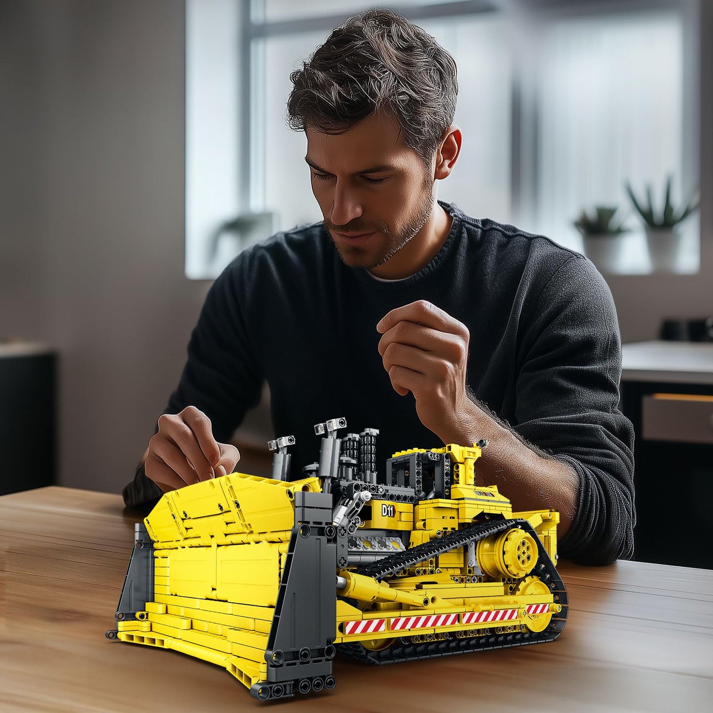 Reobrix D11 Bulldozer Building Set,APP Remote Control Loader RC Bulldozer Construction Toy with 2.4GHz Multi-Player Mode 22001,Tractor Sets for Birthday,1836PCS