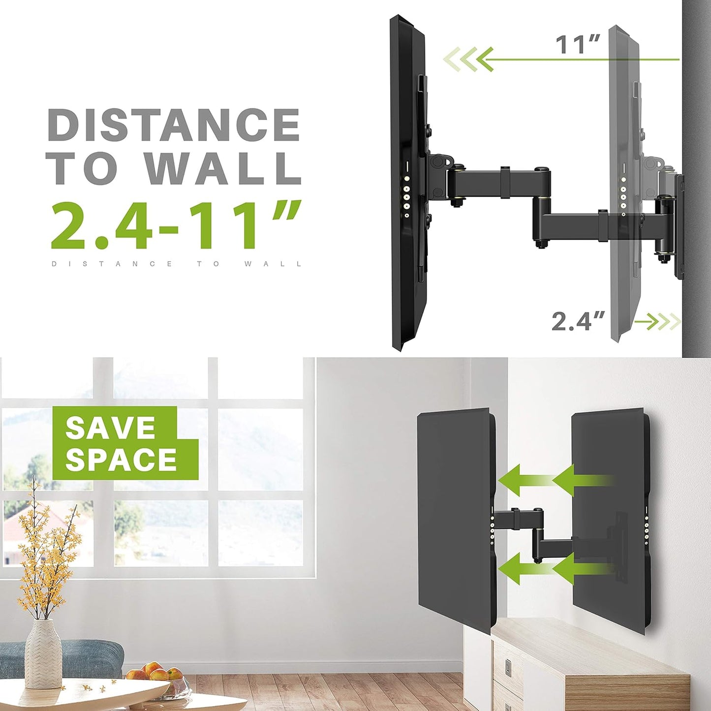 USX MOUNT Full Motion TV Wall Mount - Swivel & Tilt Articulating Arms for 13-32 Inch Screens | VESA 200x200mm, 44 lbs Capacity