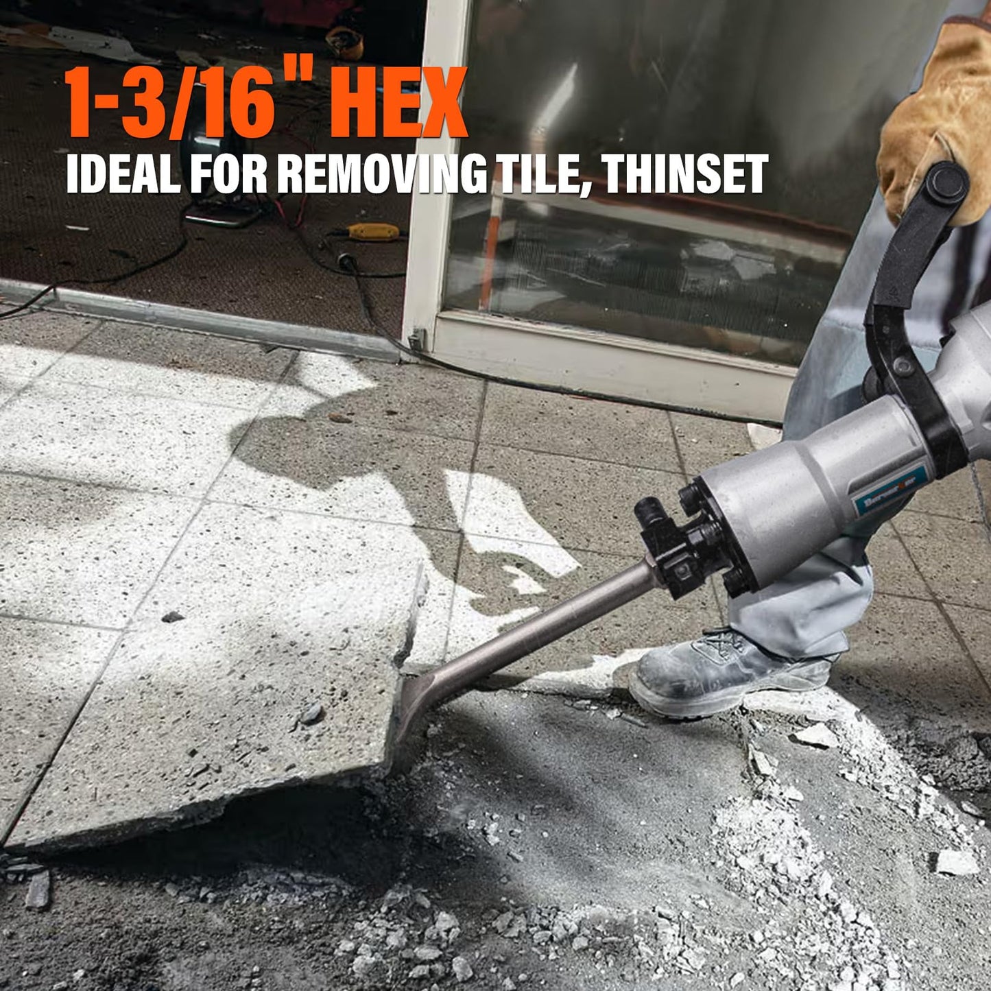 Berserker 30-Pound Demolition Jack Hammer with 1-3/16" Hex Scaling Chisel, 3 x 16 In. Steel Scraping Chisel Tile Removal Bit