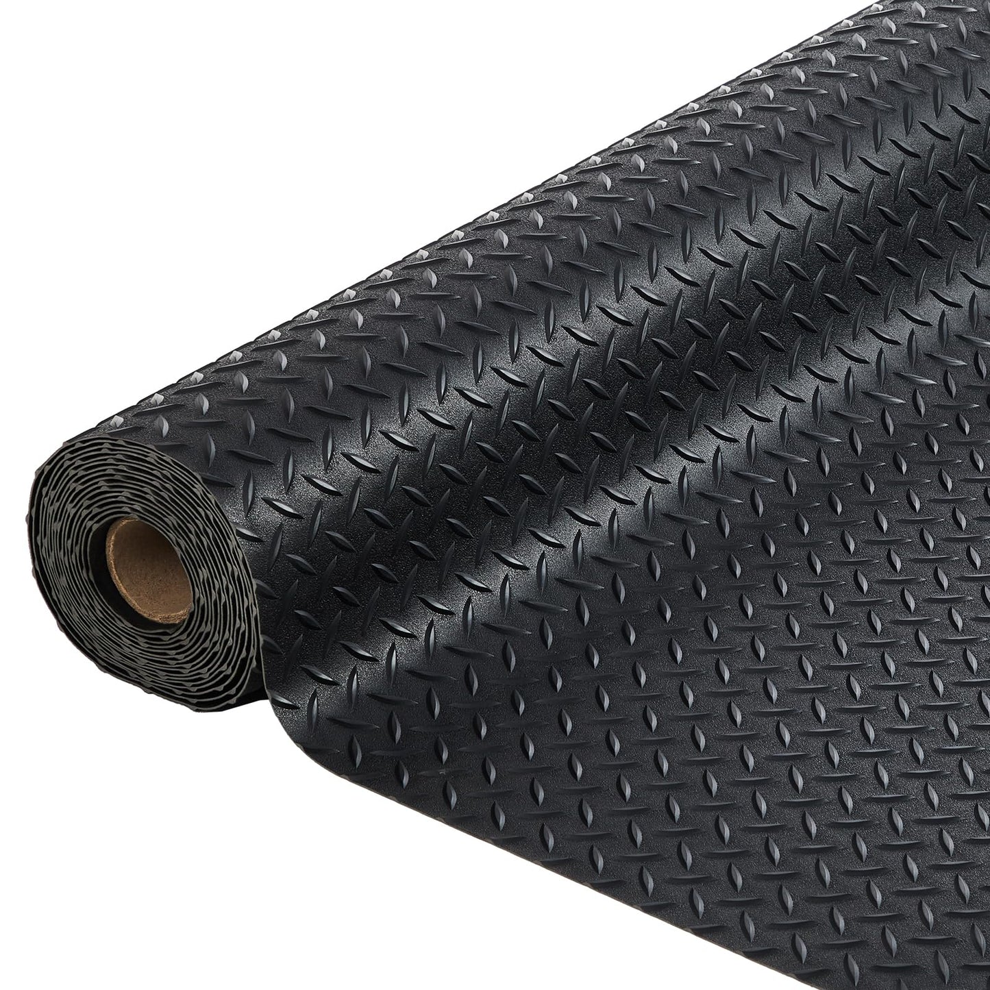 GarveeTech 7.8 x 18 ft Garage Floor Mat, 2.8 mm Thickened Flooring Roll Diamond Plate PVC Rubber Trailer Mat, Non-Slip Floor Protector Mat for Garage, Warehouse, Gyms, Trailer, SUV