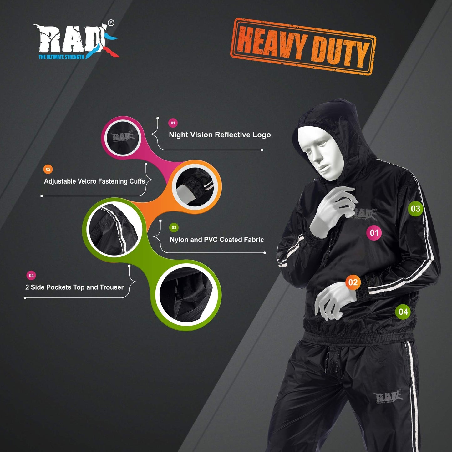 RAD Sauna Suit for men & women weight loss - Workout Sweat Suits with Hood - Fat Burning Suit - Boost Fat Burn (White, XXL)