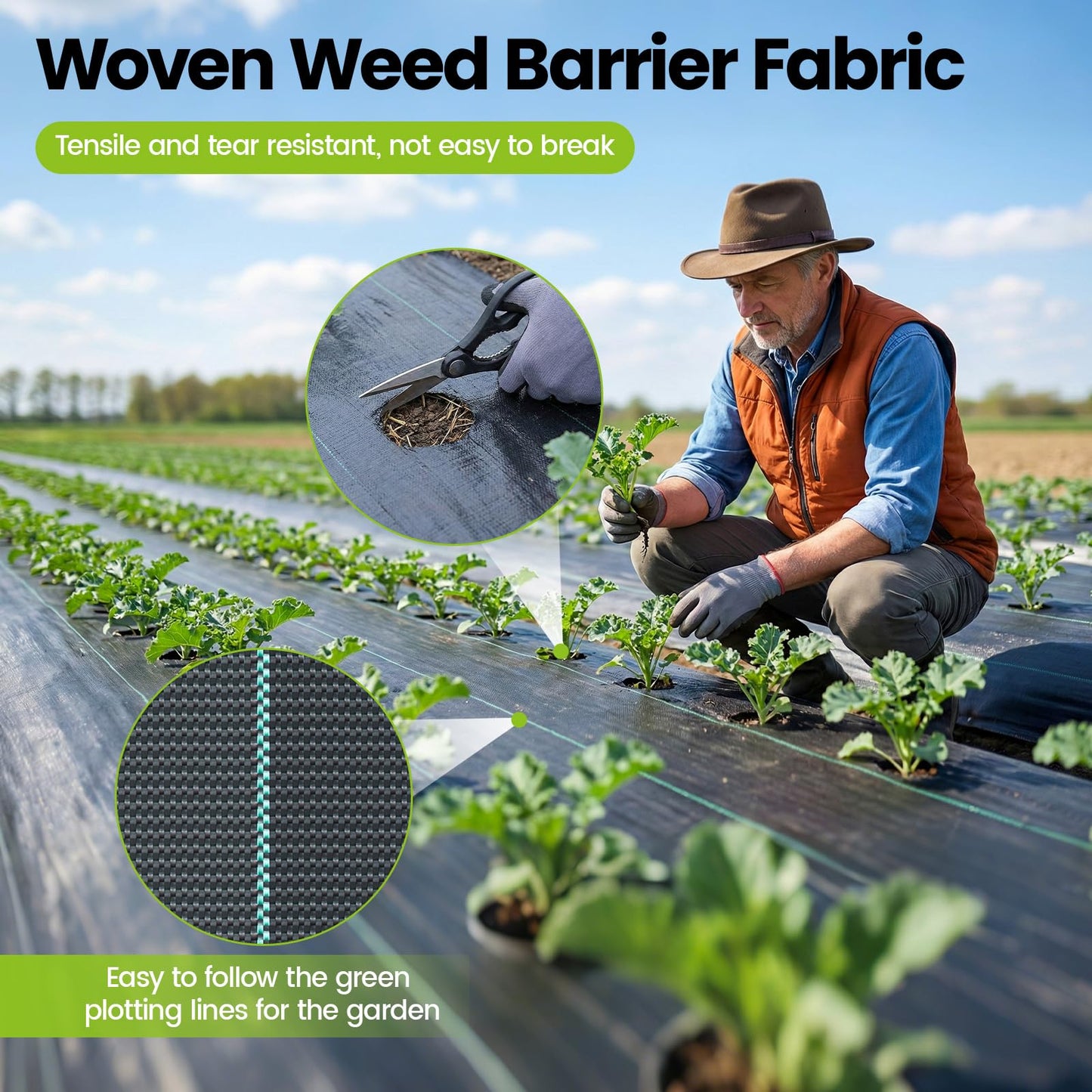 13x120ft Driveway Fabric, 5.2OZ Commercial Weed Barrier Fabric Heavy Duty Landscape Fabric, Weed Fabric, Weed Blocker Fabric for Garden Weed Barrier, Road Fabric Construction Project, Erosion Control