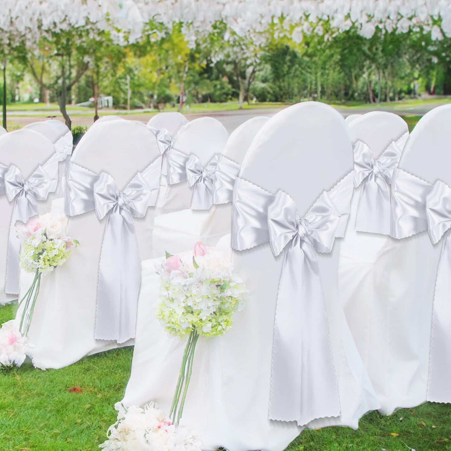 VACVELT 12 Pack Satin Table Runners - 12 x 72 Inches Long, White Table Runners for Wedding, Birthday Party, Banquet, Graduation, Engagements