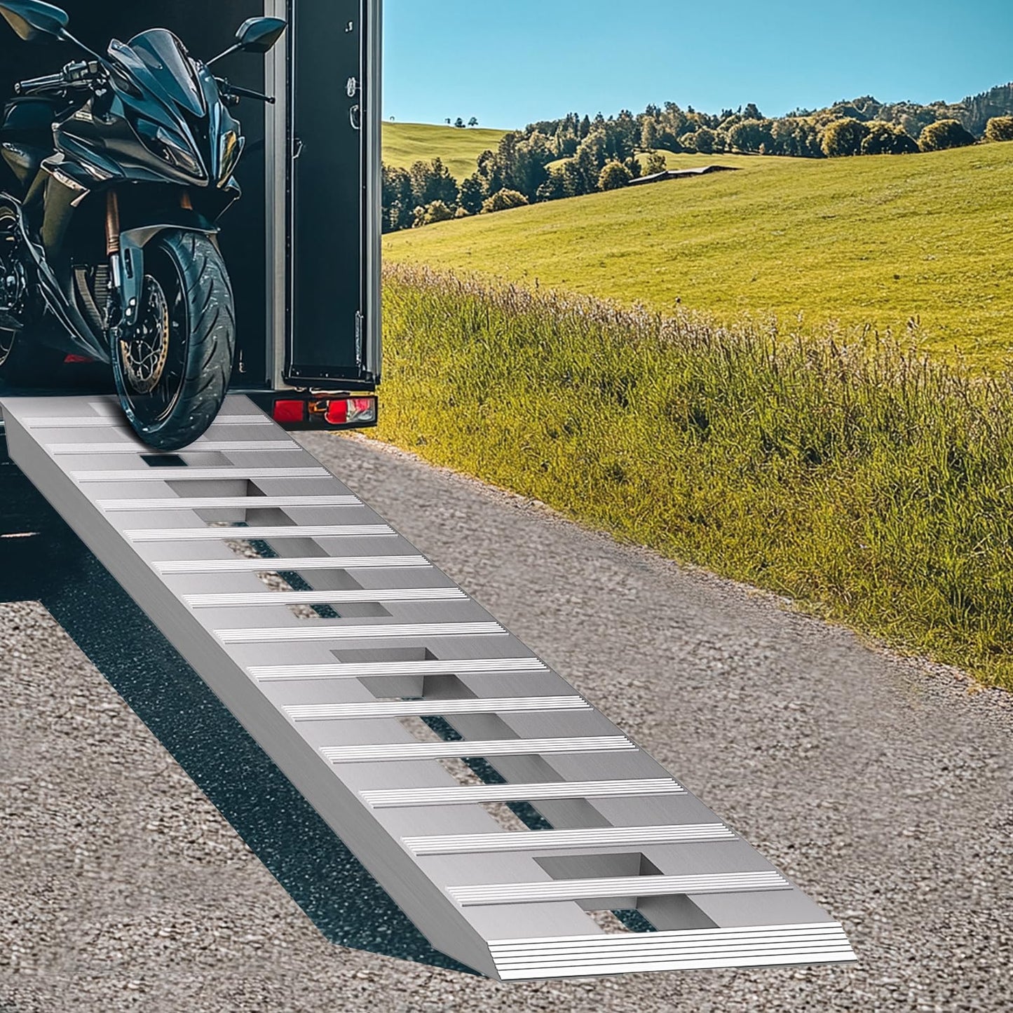 Loezora 84"x14" Aluminum Loading Ramps 6000 lbs Heavy Duty – 2 PCS Extra Long 7ft Trailer Ramps with Beavertail Hook & Anti-Slip Surface for Low Cars, Tractors, Trucks, ATV, UTV, Motorcycle