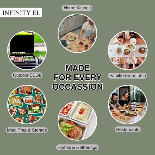 Infinity EL Aluminum Foil Pans - Heavy Duty Mini Shallow 8.5"x6"x1.5" | 20 Pack for Roasting & Baking