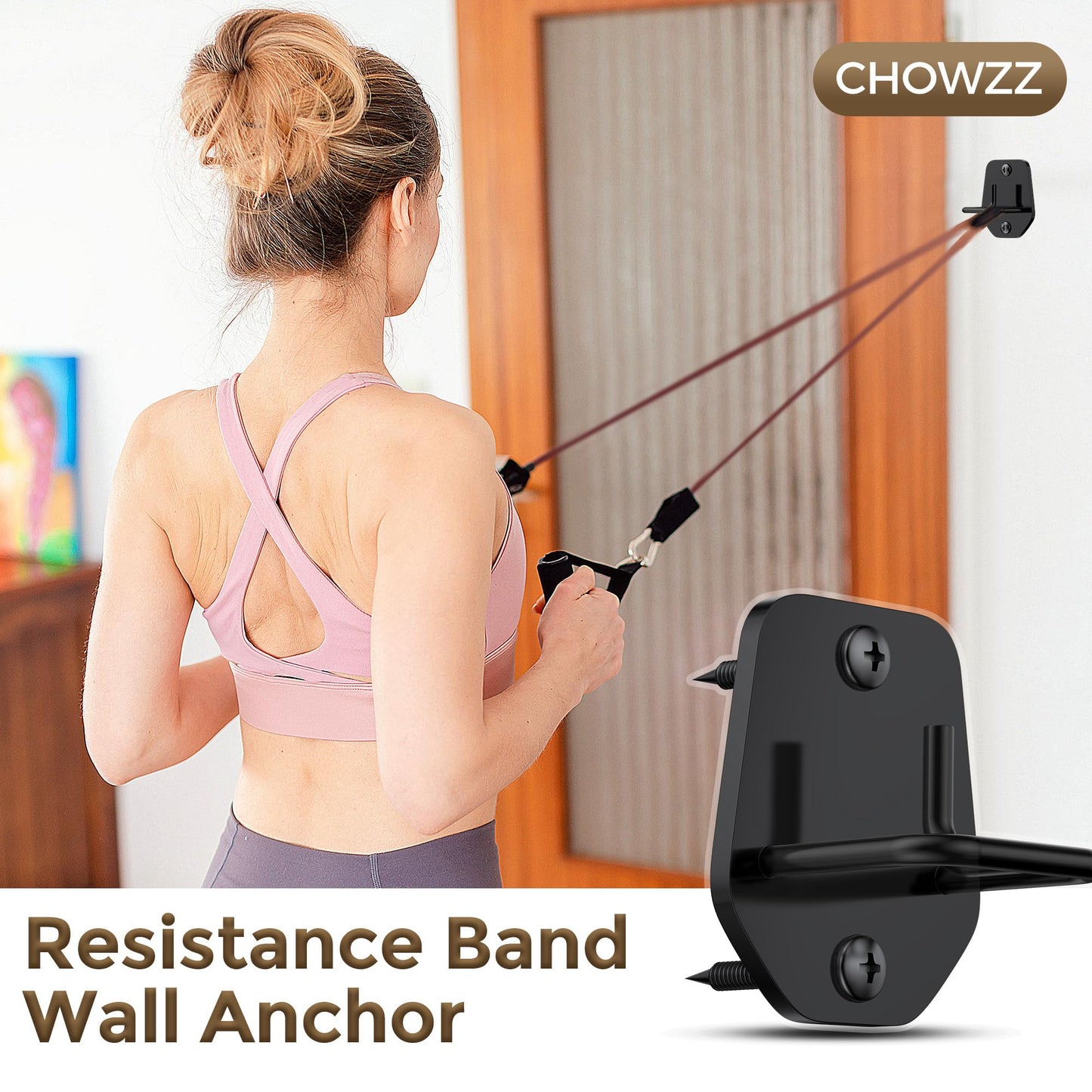4 Pcs Resistance Band Anchors - Space-Saving Wall Mount Workout Anchors for Exercise Bands - Upgrade Home Gym Wall Hooks for Strength Training, Fitness, Physical Therapy