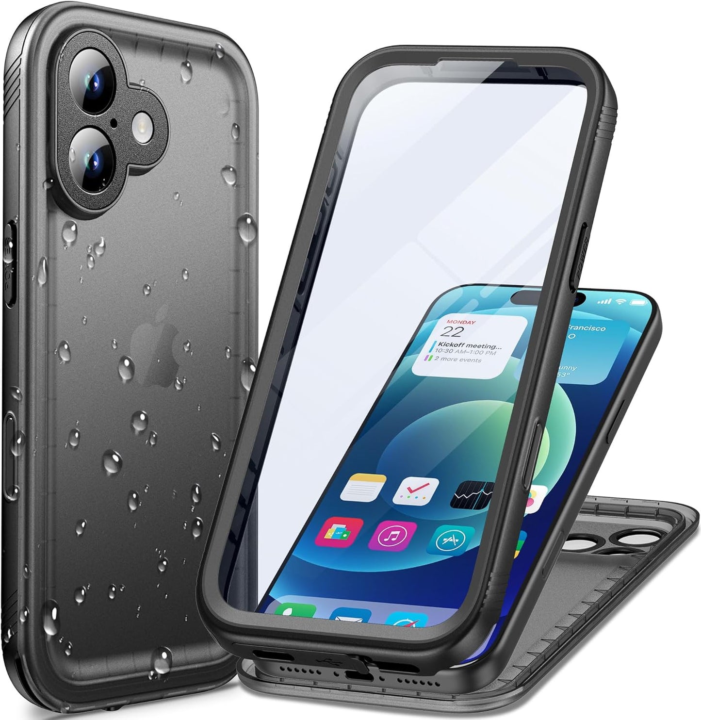 Cozycase 17 360 IP68 TOP Waterproof Case for iPhone - Military Heavy Duty Shockproof Full Body with Screen Camera