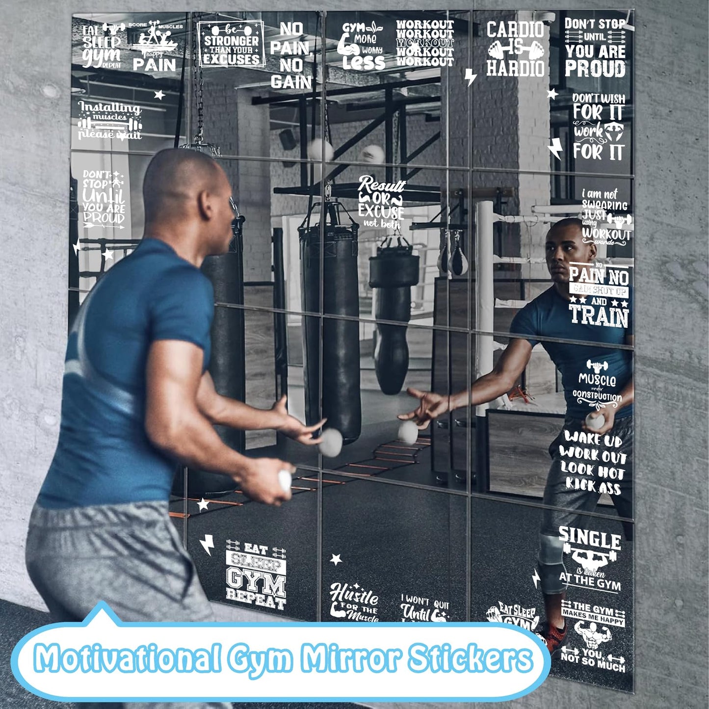 22 PCS Gym Mirror Vinyl Decals Motivational Gym Wall Decal Exercise Inspiring Self Affirmation Decals Positive Fitness Home Decor for Glass Mirror Stickers Peel and Stick Workout Room Crafts Supplies