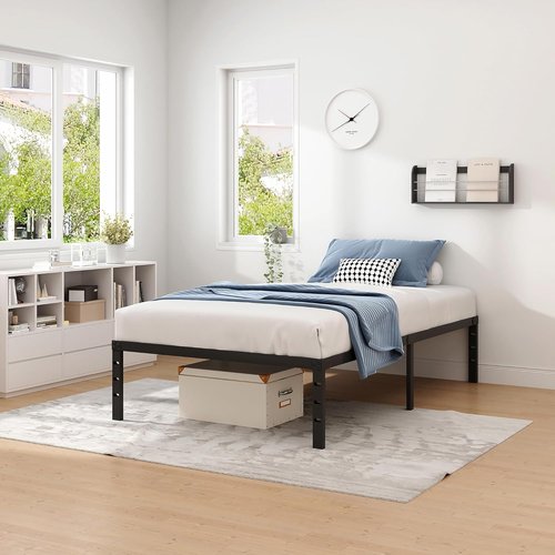 Jetonix Twin Metal Bed Frame - Heavy Duty Sturdy Design with Storage Space | Easy Assembly, Black, 16 Inch