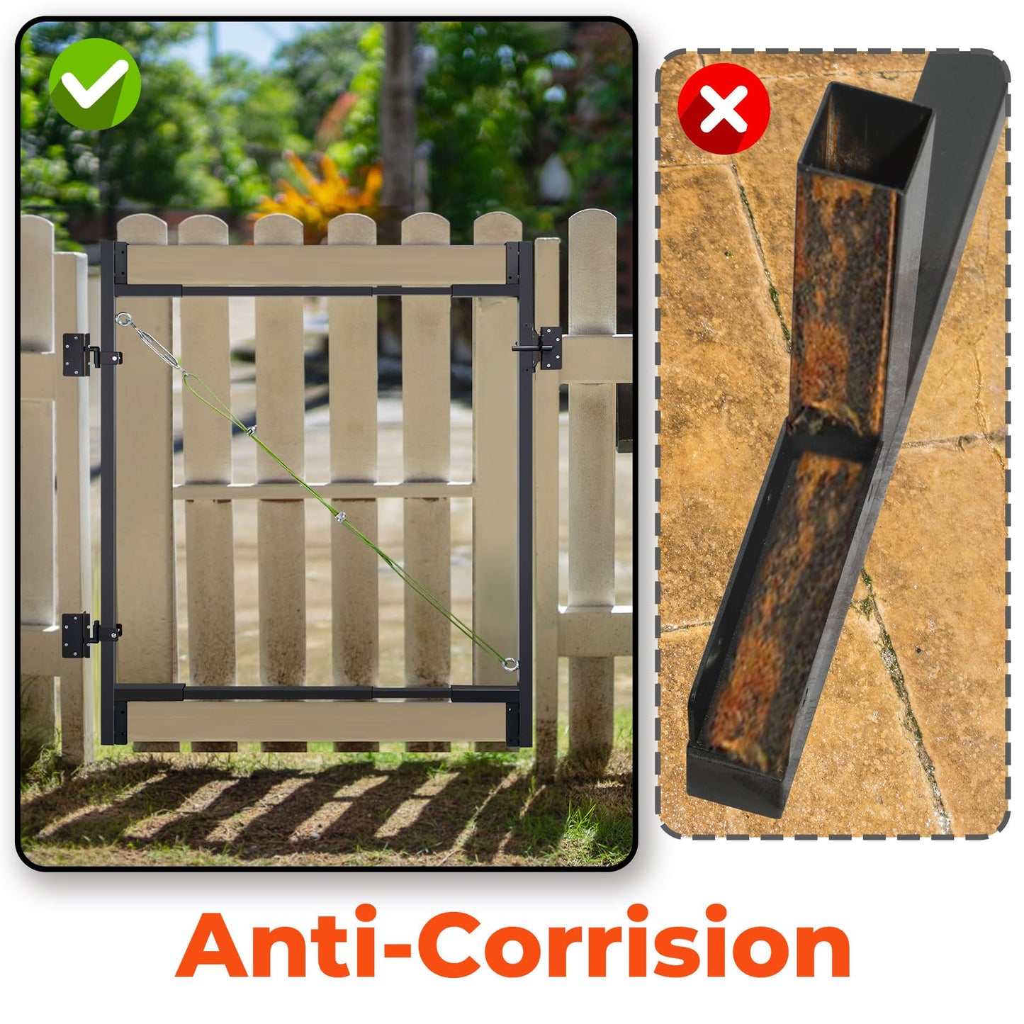 Steel Frame DIY Gate Building Kit,Fence Gate Kit Suit for 36-60" Wide Openings Up to 7 Feet High Fence,Fits 1" x 4" & 2"x4" Wood