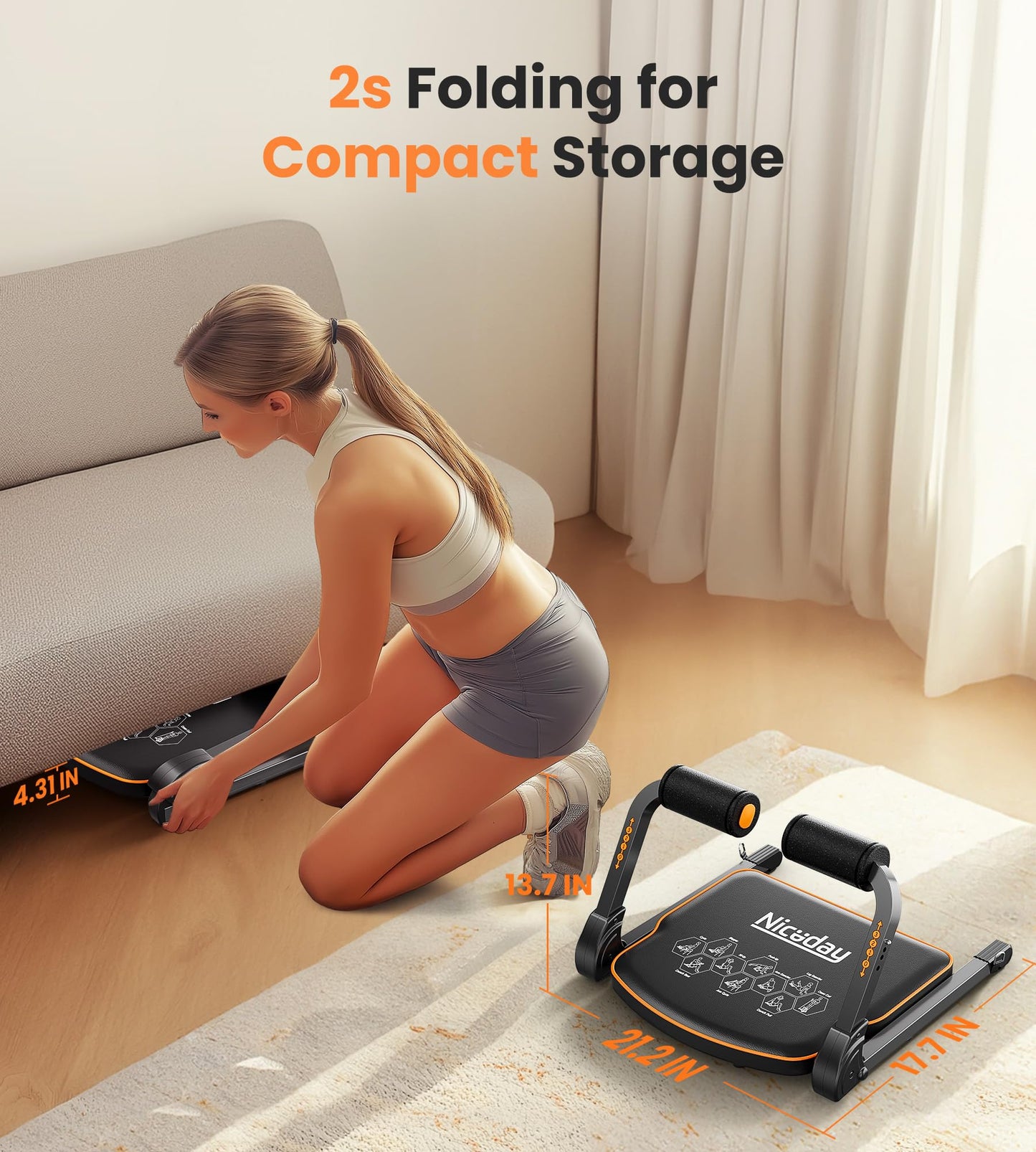 Niceday Ab Workout Equipment, Ab Machines for Stomach Workout, Ab Trainer Machine for Home, Ab Crunch Machine for Home Exercise, Sit Up Machine with 330 LBS Weight Capacity