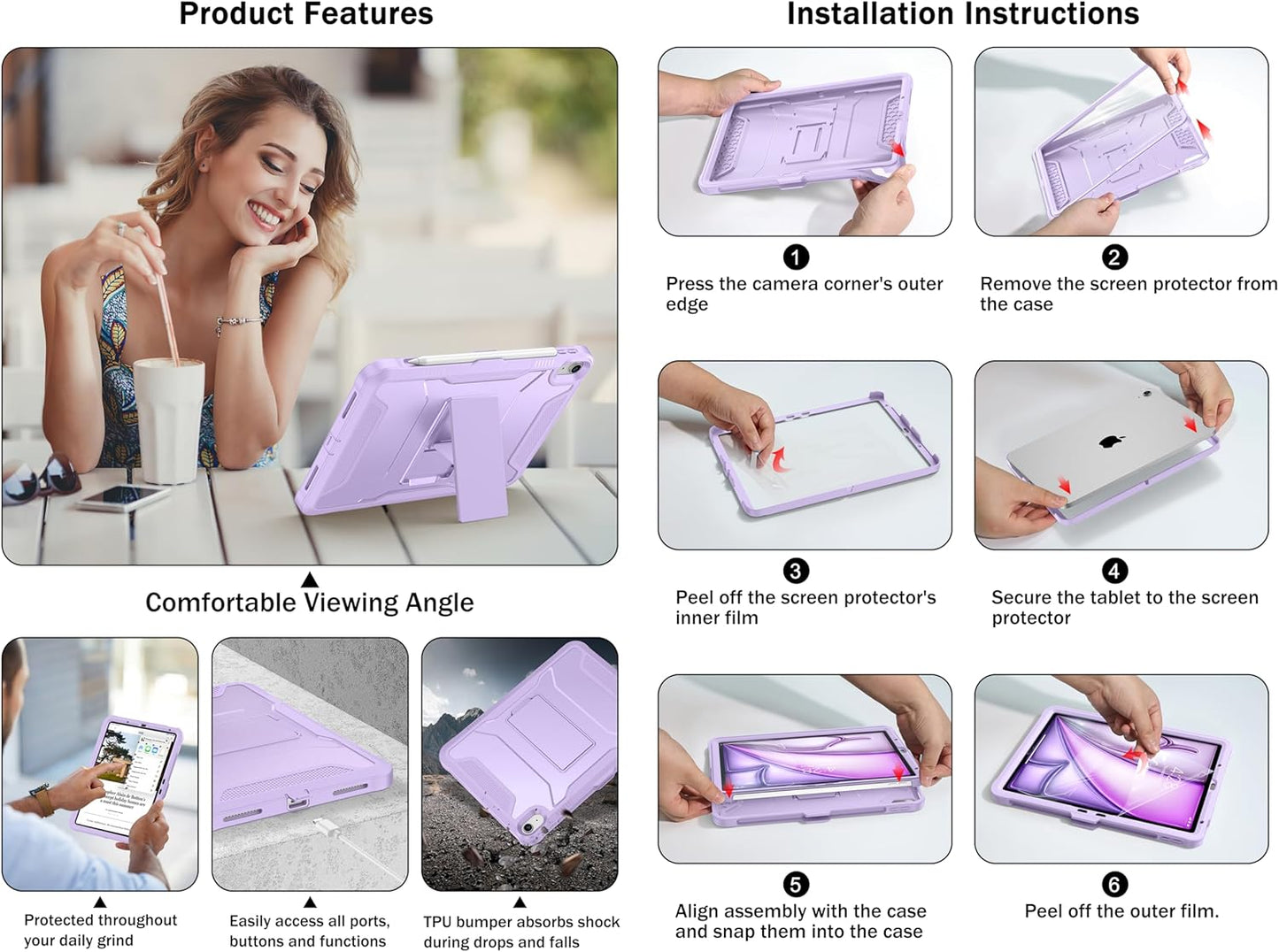 Soke 11-inch M4/M3/M2 (2026/2025/2024), 5th/4th 10.9 (2022/2020), Case for iPad Air iPad Air Generation with Built