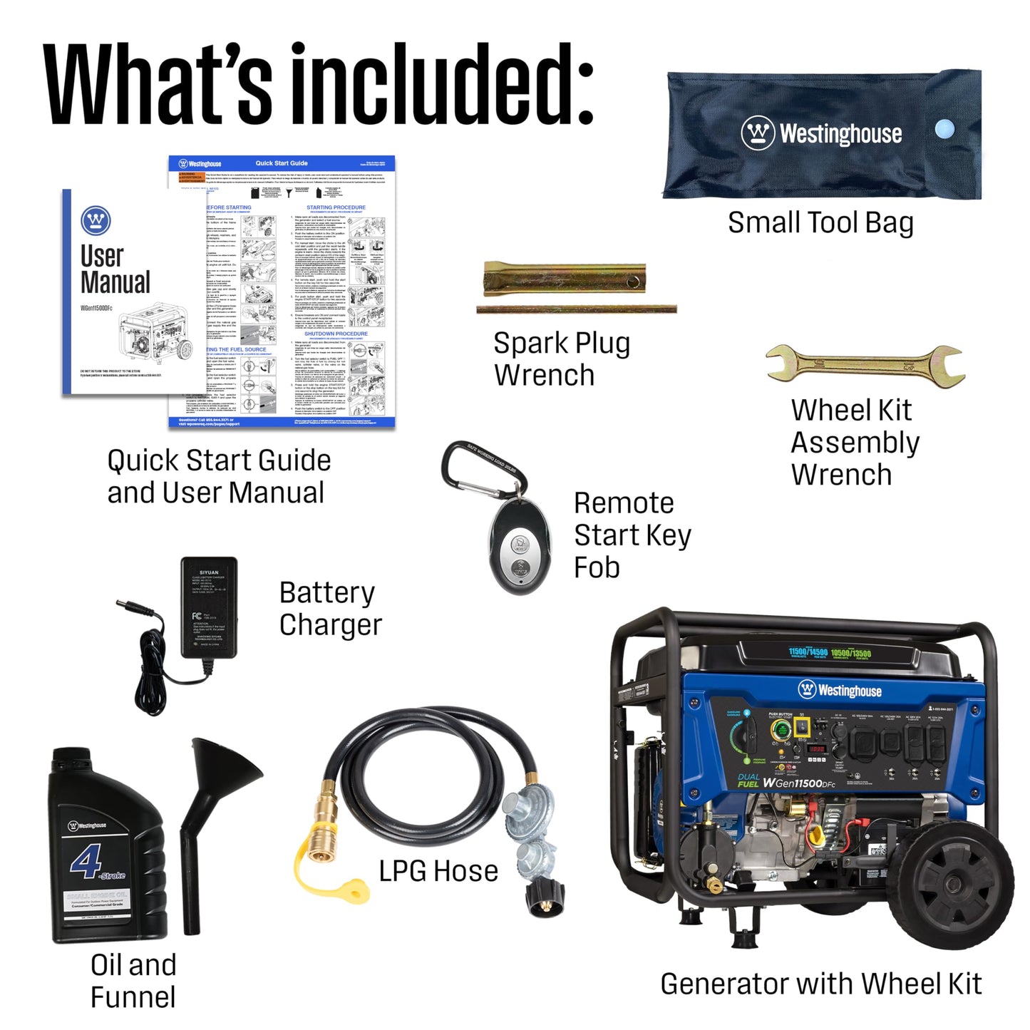 Westinghouse Outdoor Power Equipment 14500 Peak Watt Dual Fuel Home Backup Portable Generator, Remote Electric Start, Transfer Switch Ready, Gas and Propane Powered