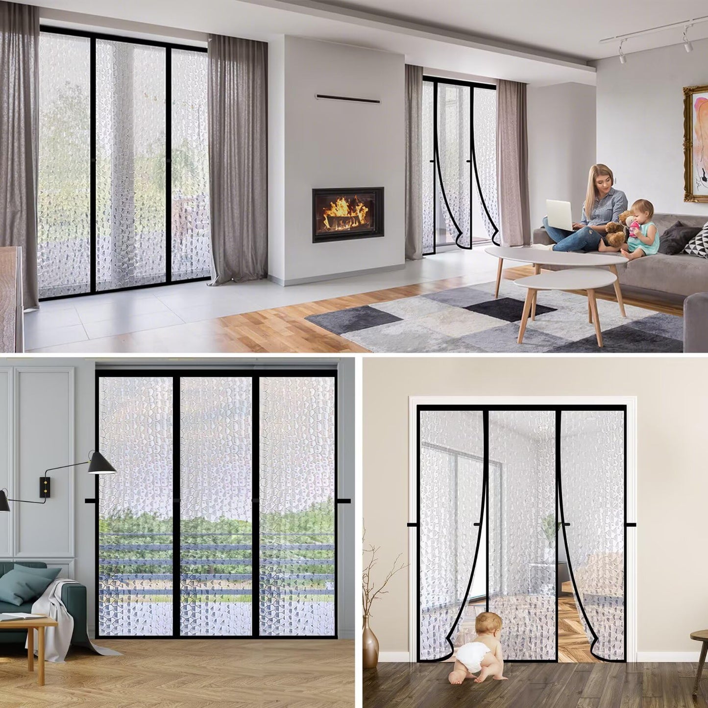 RELIANCER Magnetic Thermal Insulated Double Door Curtain,Waterproof EVA Doors Cover,Fit Doors Size 60"x80",Self-Closing Insulated Doorway Curtain Partition,Temperature Protection Thermal Door Screen