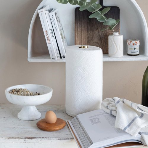 Bloomingville Marble Footed Pedestal Bowl, White