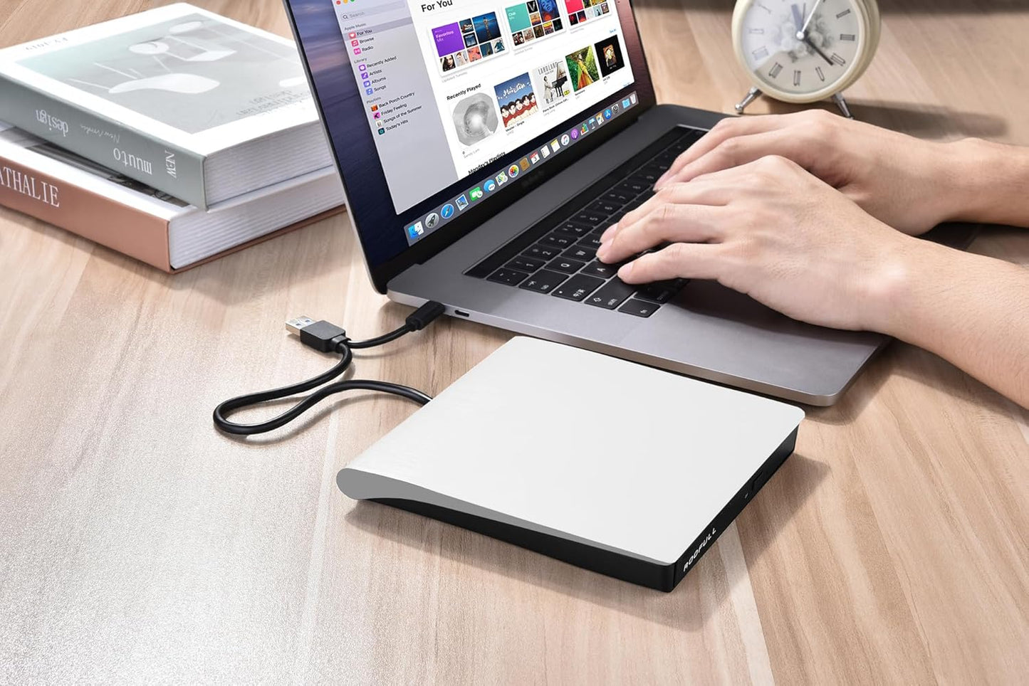 ROOFULL 3.0 11/10/ External CD/DVD Drive for Mac Laptop, USB & USB-C Portable DVD CD ROM Reader Player Burner Writer