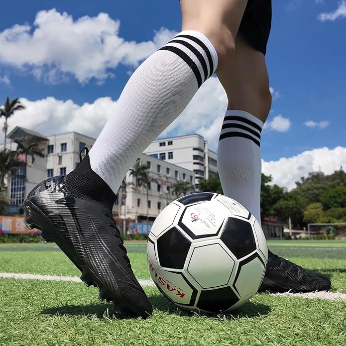 Men's High Top Soccer Shoes FG Long Spikes Adult Football Shoes Lightweight Professional Athletic Training