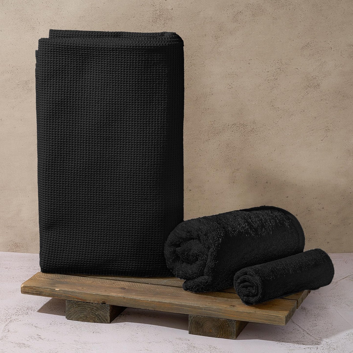 Juexica 1 Pack 70" x 30" Sauna Blanket Insert Towel Cotton Soft Waffle Comfortable Absorbent Towel for Infrared Sauna Blankets Spa, Soft Reusable and Machine Washable (Black)