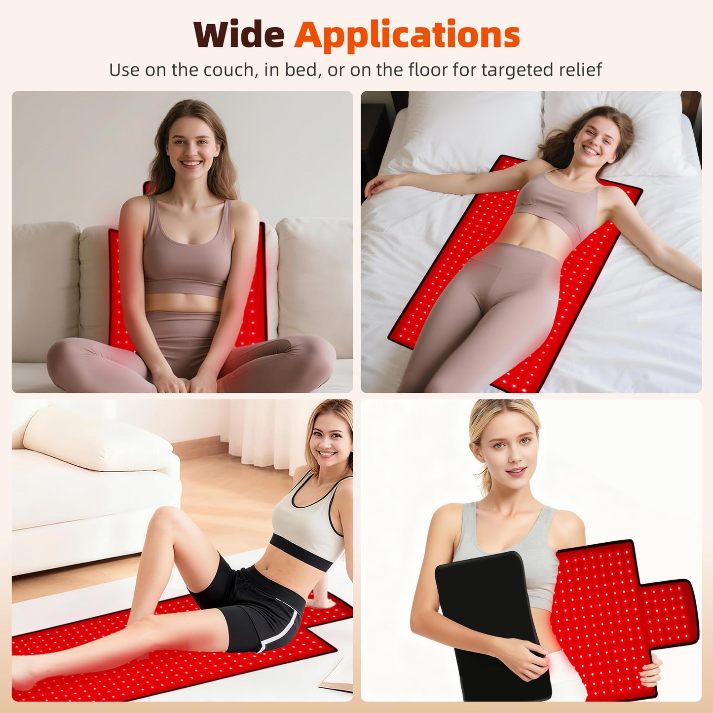 Red Light Therapy Mat for Body 42"x16", 480 LEDs Infrared Light Therapy Pad with Dual Wavelengths 660nm & 850nm for Back Shoulder Abdomen Area, Pulse Modes, Timer & Intensity Control