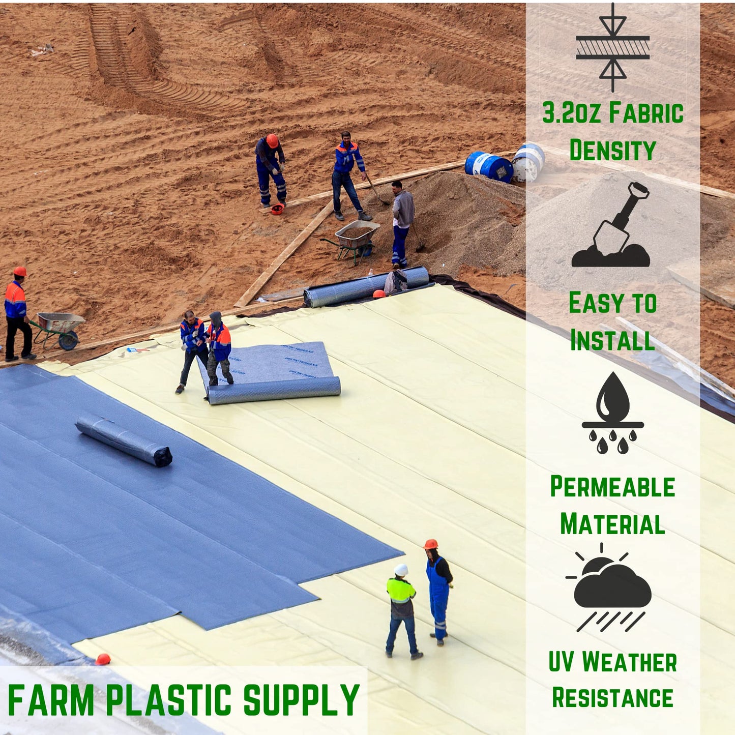 Farm Plastic Supply - Woven Driveway Fabric 3.2oz - 15' x 300' - Commercial Landscape Fabric, Drainage, Underlayment, Under Gravel