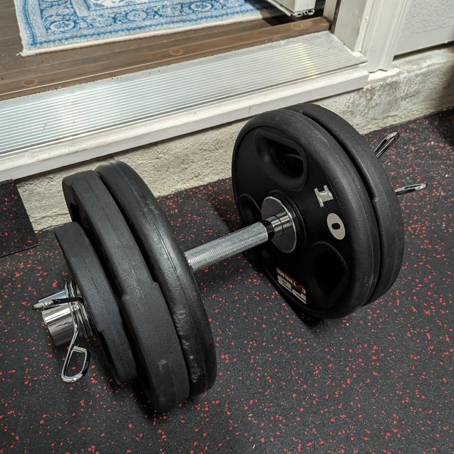 Pair of 16" Olympic Dumbbell Handles – Loadable Dumbbell Bars for 2" Olympic Weight Plates (150LBS Weight Capacity), Ideal for Home Gym Strength Training – Includes 2 Pairs of Spring Collars (Silver)
