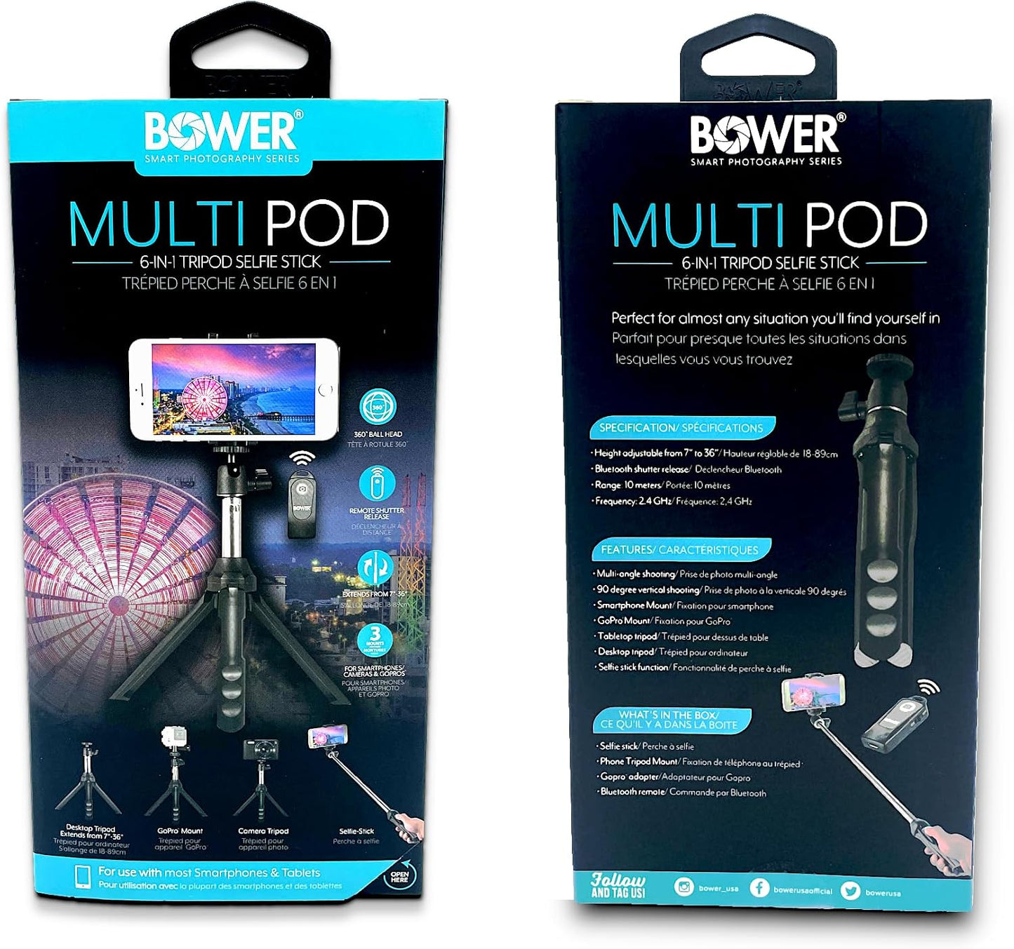 Bower 6-in-1 Multipod Tripod Selfie Stick with Remote Shutter for Smartphones