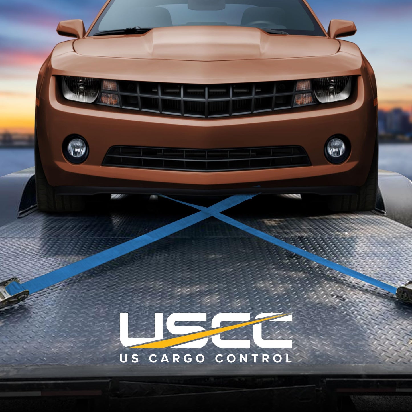 US Cargo Control Car Tie Down Straps for Trailers Kit - (4) 2" x 8' Twisted Snap Hook Ratchet Straps with Axle Straps, (4) 2 5/16" D-Ring Tie Downs with Mounting Brackets, & Fasteners