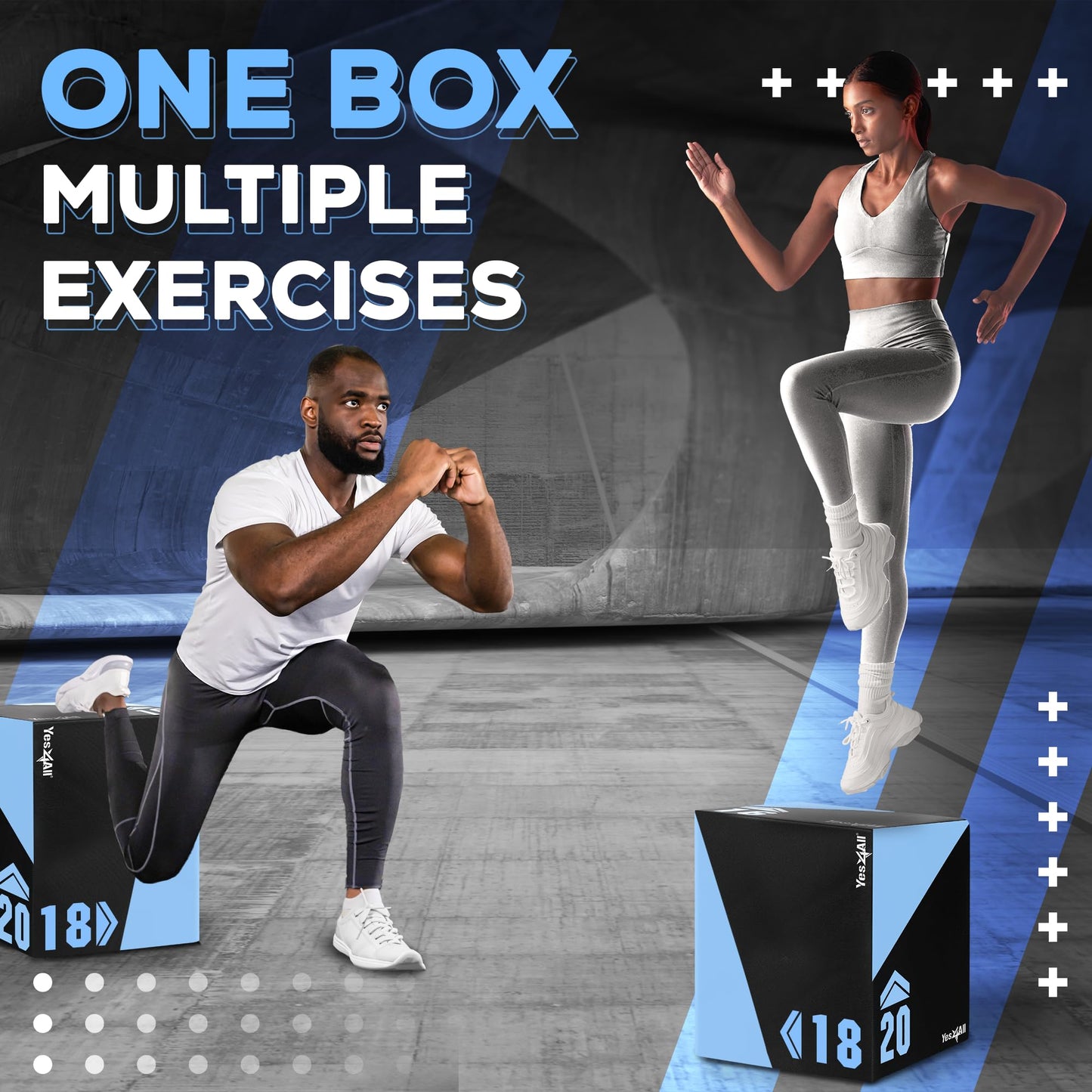 Yes4All 3 in 1 Foam Plyometric Jump Box for Training & Conditioning - Plyo Jump Box for Fitness Workout Exercise, 26.5 lb