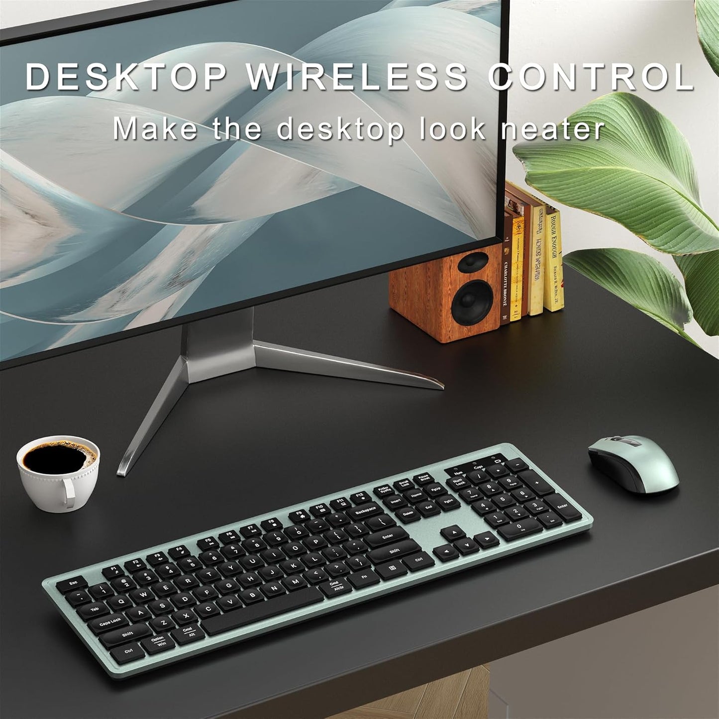 MPTOG 104-Key 15 Wireless Keyboard and Mouse Combo, Full-Size Office Keyboard with Function Keys, Numeric Keypad