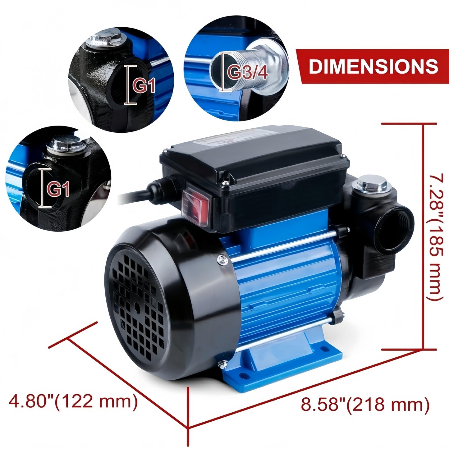 TIGEROAR Oil Transfer Pump 110V Electric Fuel Transfer Pump 18 GPM Kerosene Biodiesel Diesel Fuel Filling Oil Draining