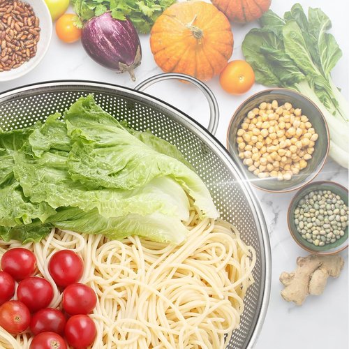 Gulex Stainless Steel Colander - 3-Quart Metal Strainer with Base | Dishwasher Safe Kitchen Essential