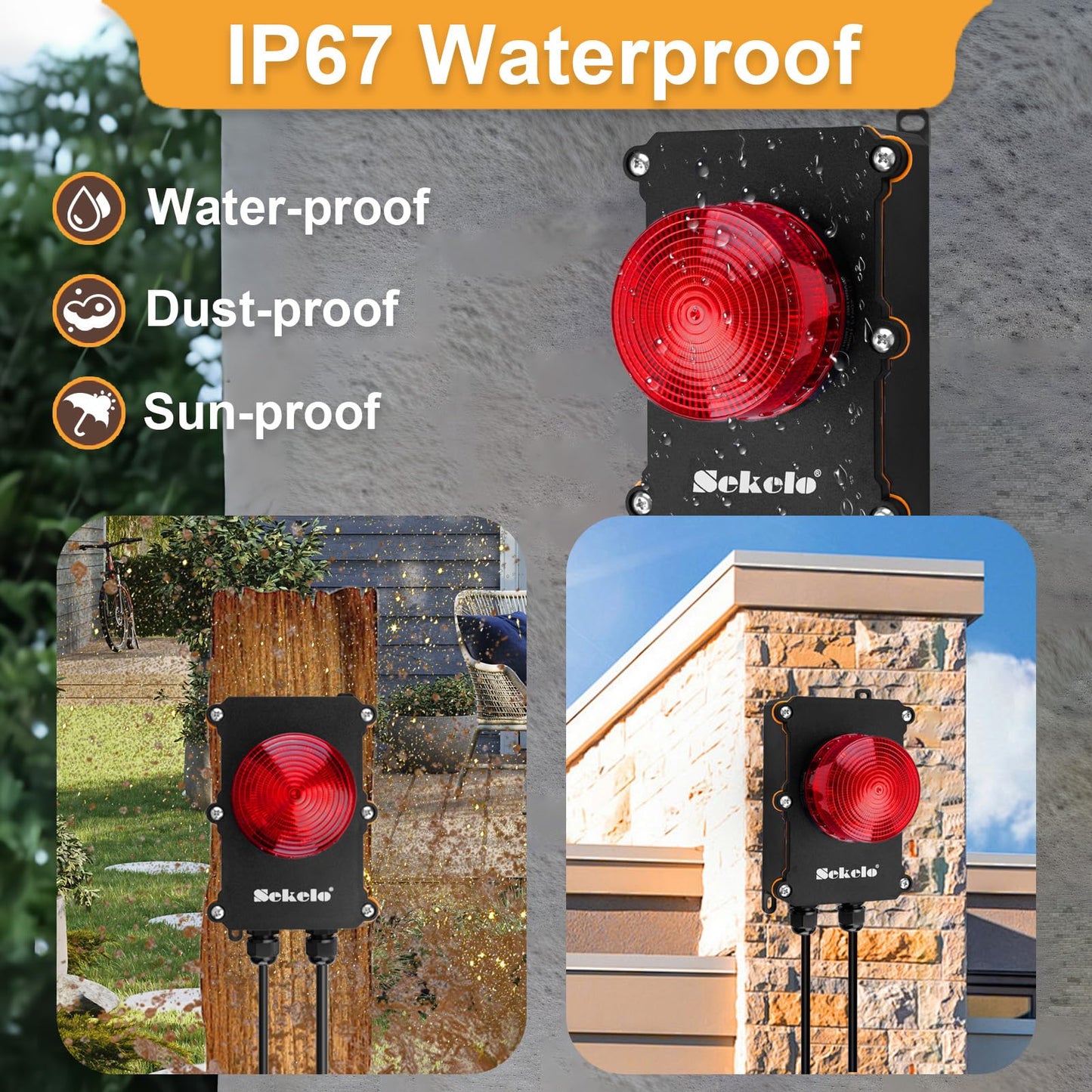 Sump Pump Alarm,Sekelo High Water Alarm with 10ft Level Float Switch,110dB Loud Alarm and High Brightness LED Indicator ,IP67 Indoor/Outdoor Use,Ideal for Septic Sump Pump Pond Water Tank