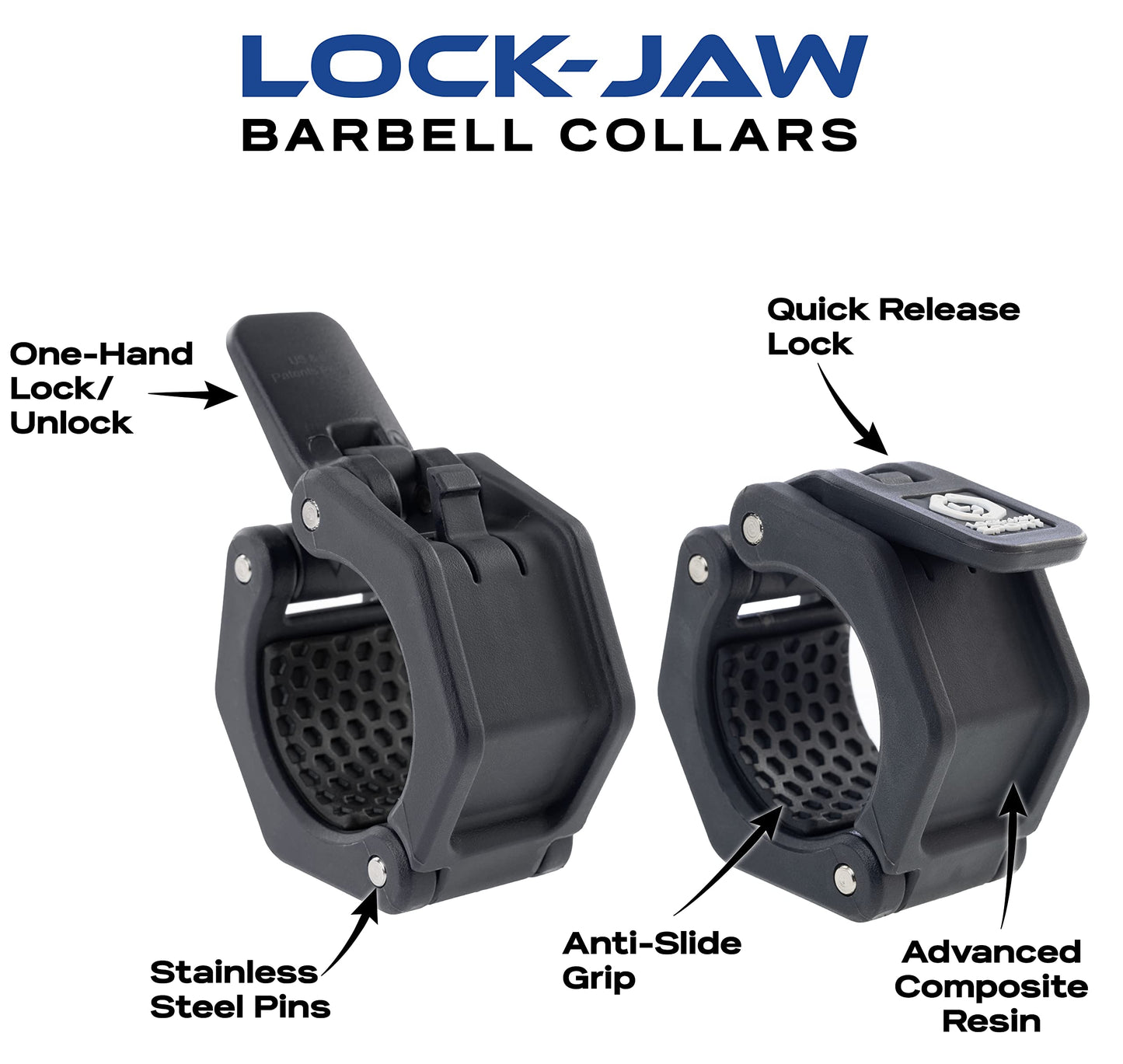 Lock-Jaw Barbell Collars Sport Olympic Barbell Clamps 2 Pcs – Heavy Duty Bar Clamps for 2” & 50mm Olympic Bars – Secure Weight Bar Clamps for Strength Training & Home Gym Accessories – Orange
